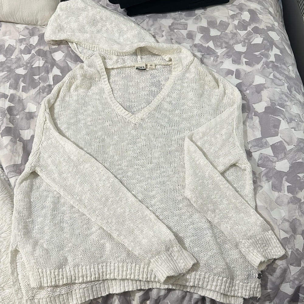 Roxy white v-neck hoodie